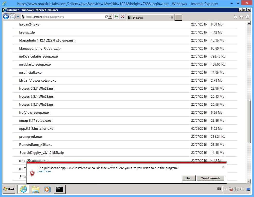 Practice Labs screenshot.